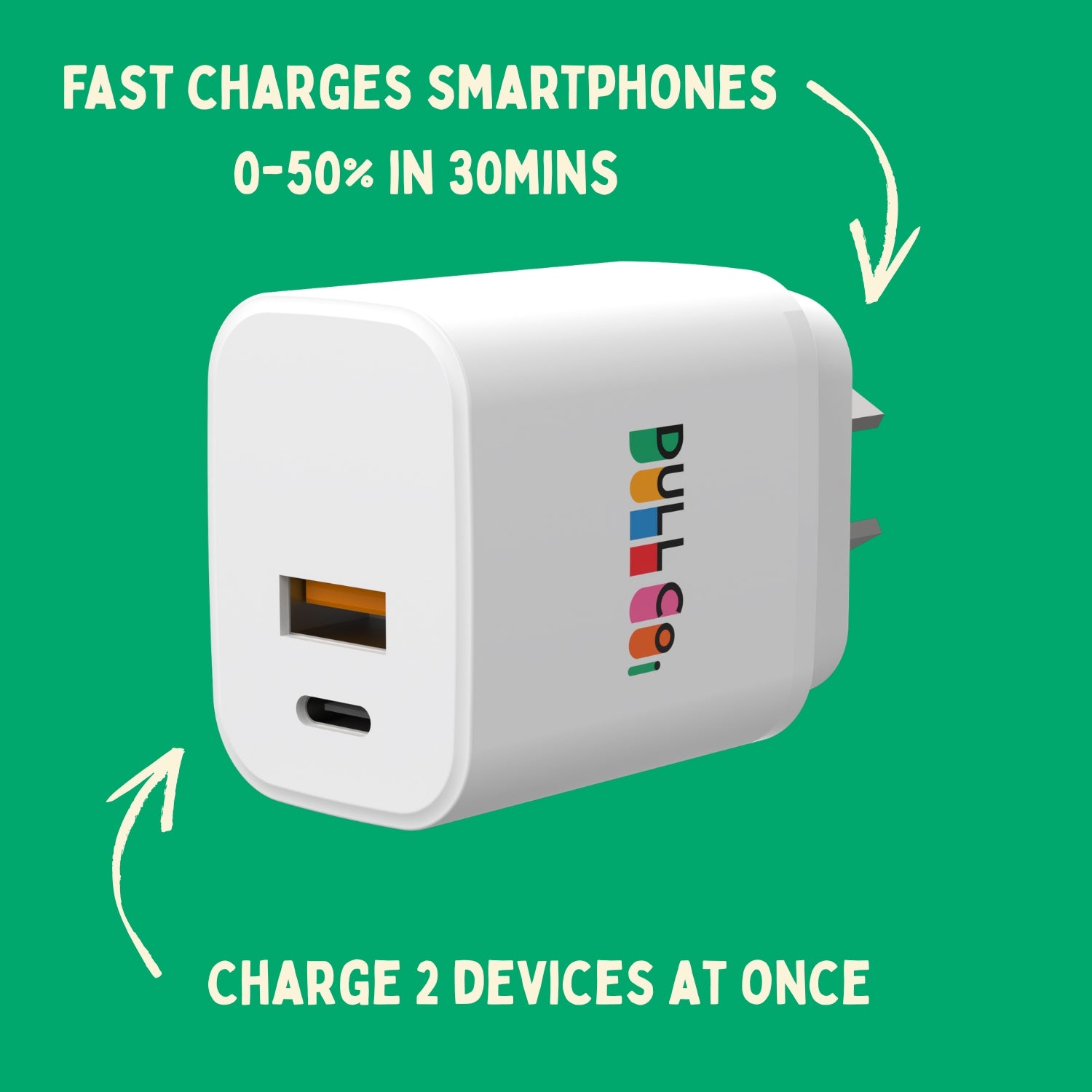 25W Dual Port Wall Charger with Cable